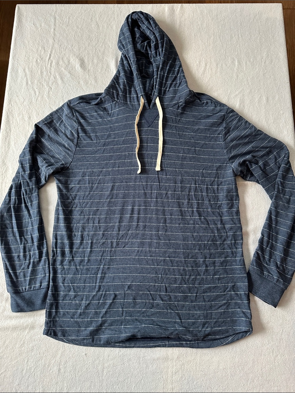 Marine Layer Navy Striped Hooded Long-Sleeve Shirt